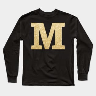 The Letter M Gold Metallic Design Long Sleeve T-Shirt